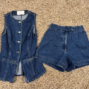 Meshki Dark Blue Jean Short set